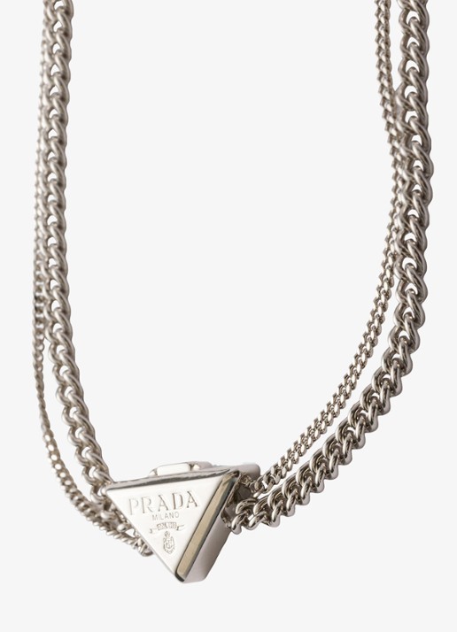 Prada Ketting met logo - voorkant 2 zilver