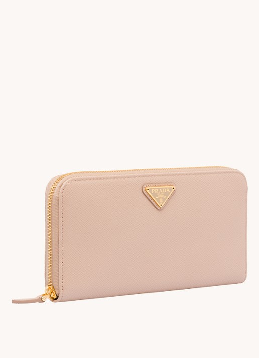 Prada Large portemonnee van kalfsleer - voorkant 2 lichtroze