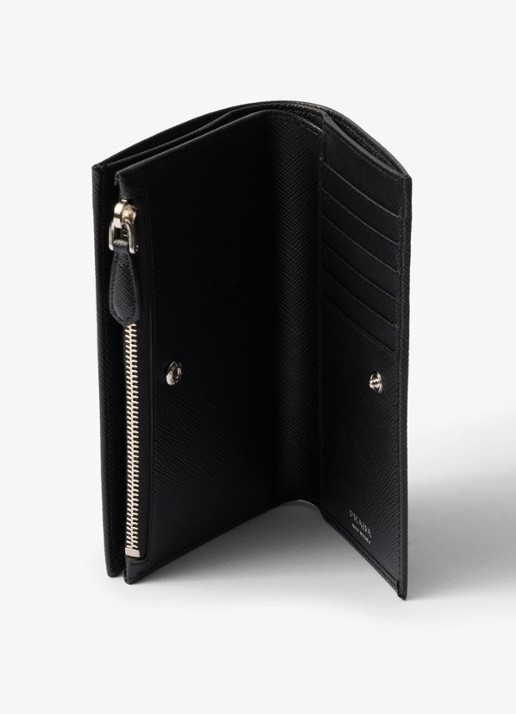 Prada Large portemonnee van leer - detail zwart