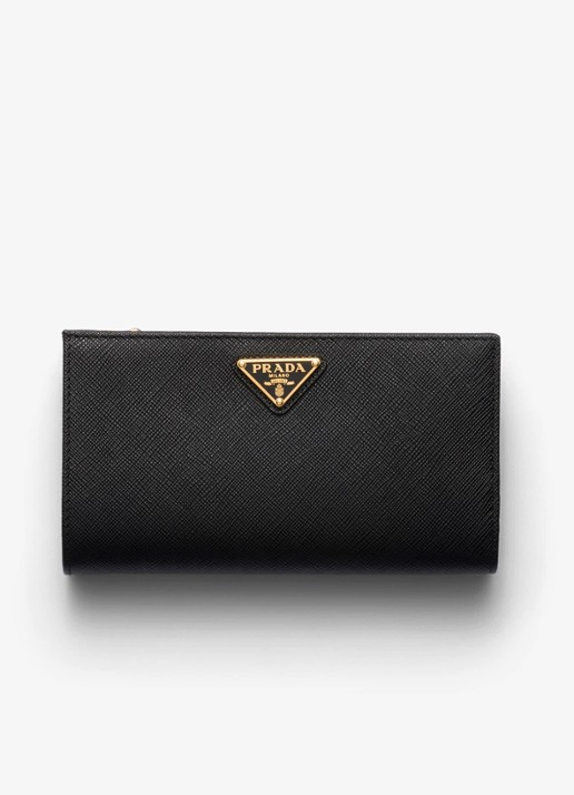 Prada Large portemonnee van leer - voorkant diepzwart