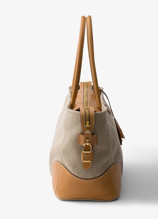 Prada Large schoudertas met leren details - detail 2 zand