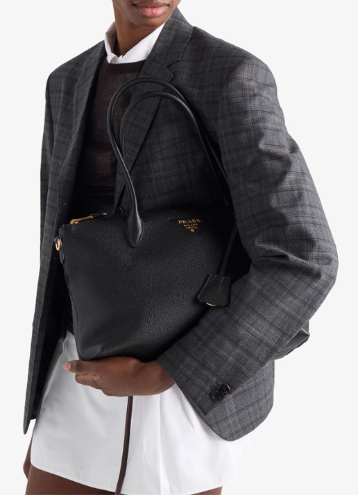 Prada Large schoudertas van kalfsleer - voorkant 3 zwart