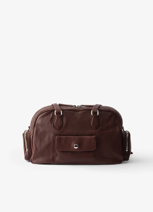 Prada Large schoudertas van leer - achterkant donkerbruin