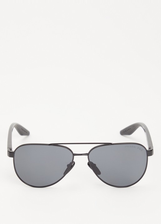 Prada Linea Rossa Piloten zonnebril gepolariseerd PSA52S - detail zwart
