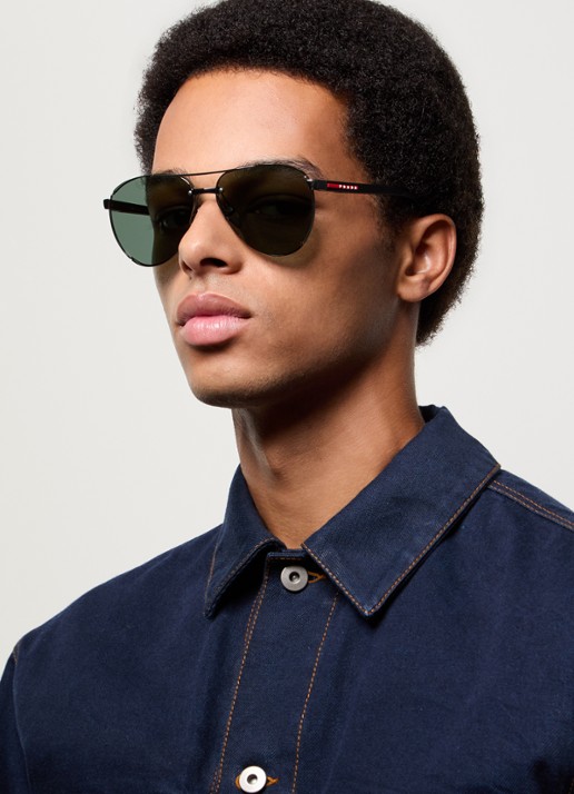 Prada Linea Rossa Piloten zonnebril PS51YS - voorkant 5 zwart