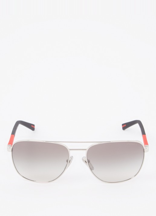 Prada Linea Rossa Piloten zonnebril PS54ZS - detail 3 zilver