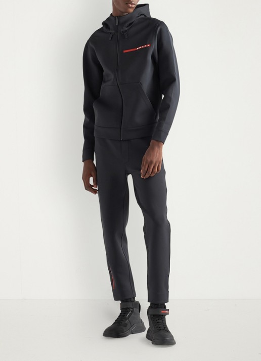 Prada Linea Rossa slim fit joggingbroek met ritszakken - voorkant 2 zwart
