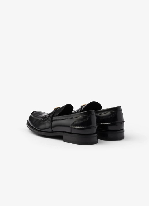 Prada Loafer van kalfsleer met logo - achterkant 3 zwart