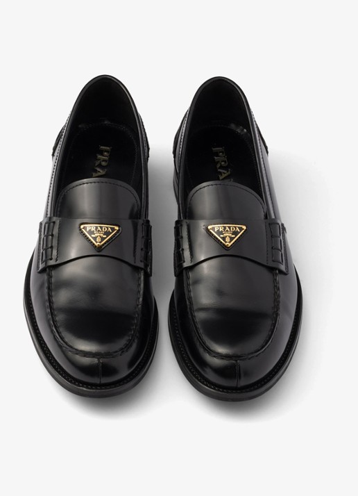 Prada Loafer van kalfsleer met logo - detail 5 zwart