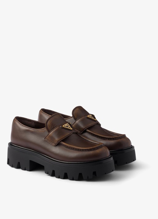 Prada Loafer van kalfsleer - detail 4 bruin