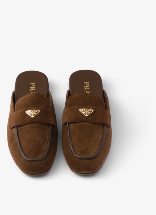 Prada Loafer van kalfssuède - detail 2 bruin