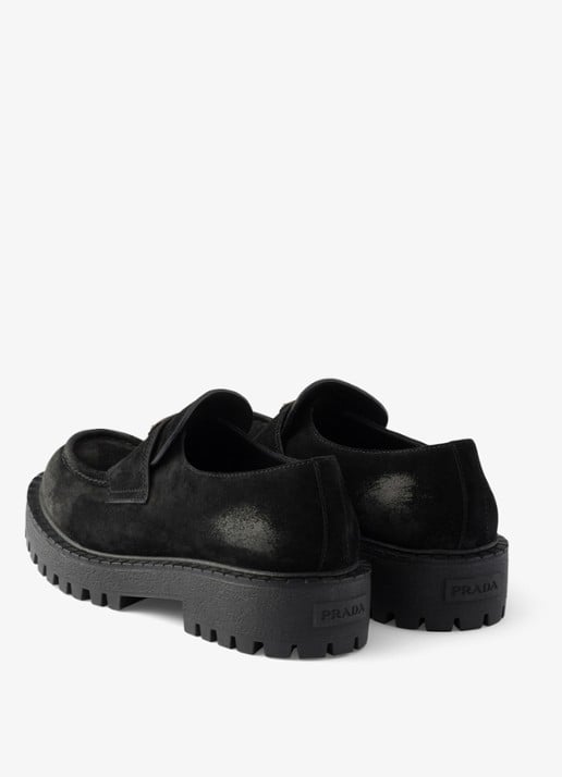 Prada Loafer van kalfssuède - achterkant 5 zwart