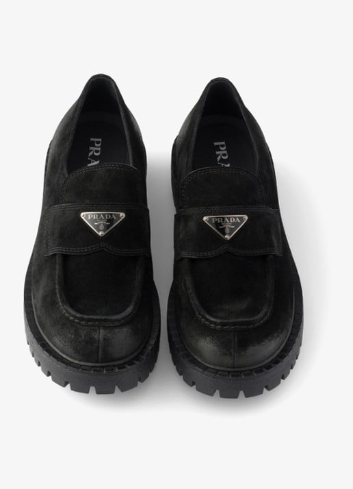 Prada Loafer van kalfssuède - detail 3 zwart
