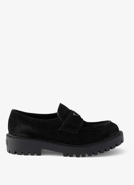 Prada Loafer van kalfssuède - voorkant 6 zwart