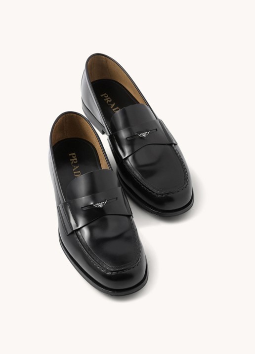 Prada Loafer van leer met logo  - detail 3 zwart