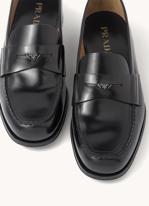 Prada Loafer van leer met logo  - detail 5 zwart