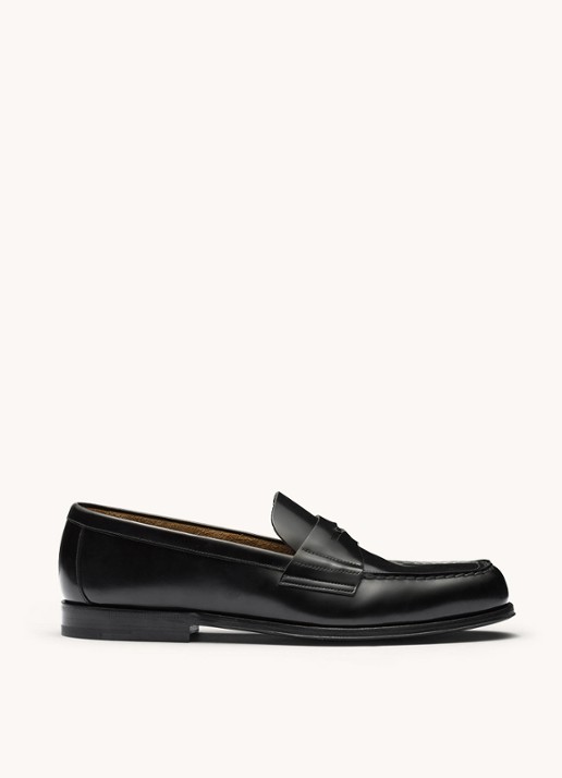 Prada Loafer van leer met logo  - voorkant 2 zwart
