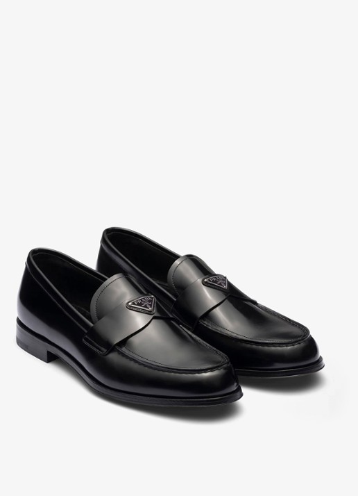 Prada Loafer van leer met logo  - voorkant 5 zwart