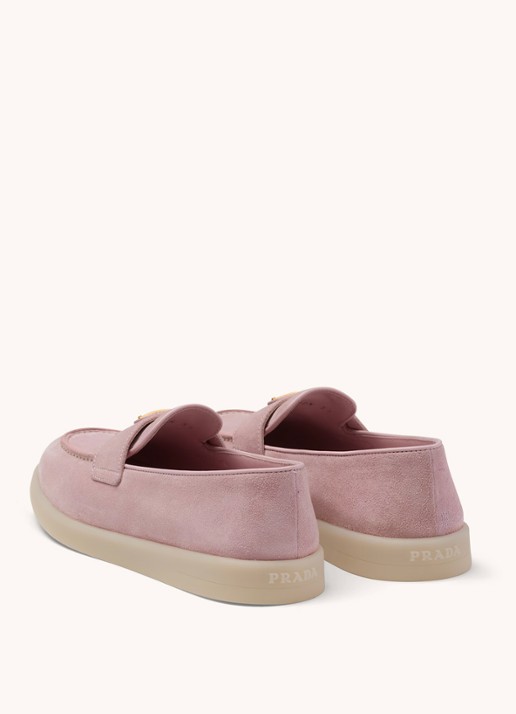 Prada Loafer van suède met logo - detail 4 roze