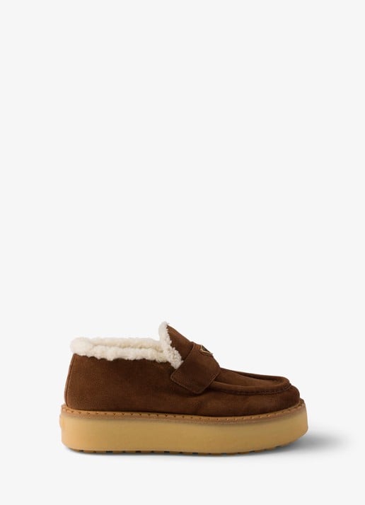 Prada Loafer van suède met plateauzool