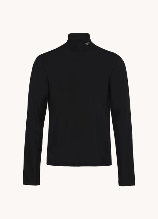 Prada Longsleeve met col en logo - voorkant 5 zwart