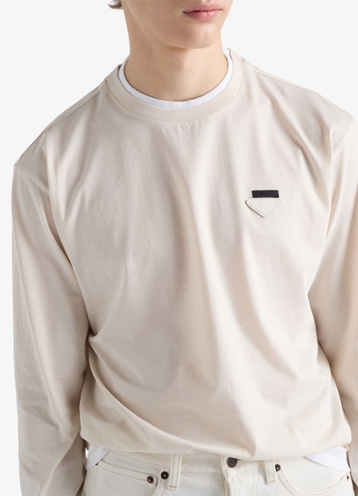 Prada Longsleeve met contrast - detail 5 gebroken wit
