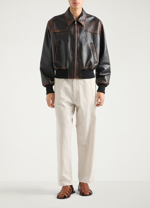 Prada Loose fit chino van chambray - voorkant 4 gebroken wit