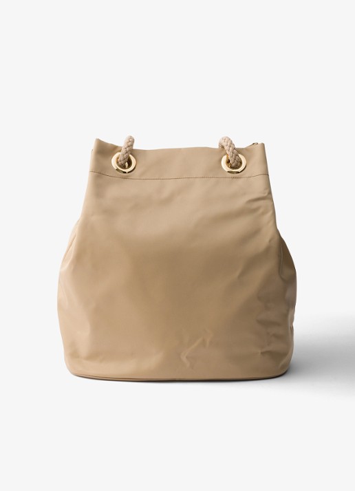 Prada Mariner Re-Nylon Large schoudertas met logo - achterkant 7 beige