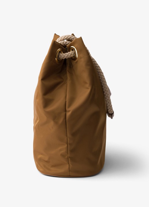 Prada Mariner Re-Nylon Large schoudertas met logo - detail 2 camel