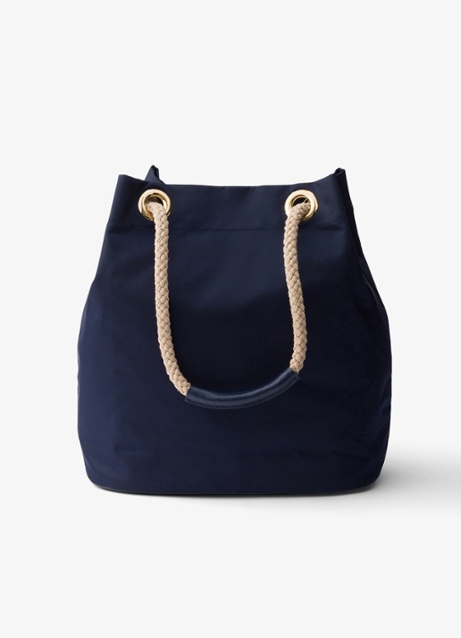 Prada Mariner Re-Nylon Large schoudertas met logo - achterkant donkerblauw