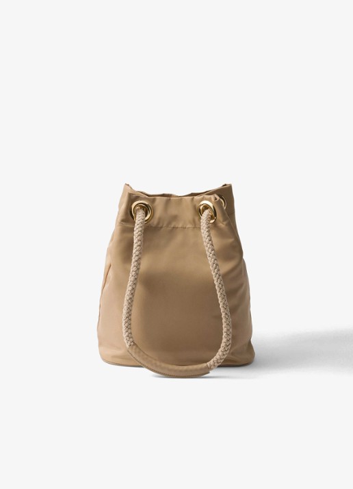 Prada Mariner Re-Nylon Small schoudertas met logo - achterkant 5 beige