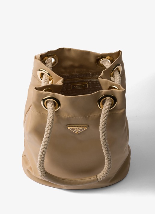 Prada Mariner Re-Nylon Small schoudertas met logo - detail beige