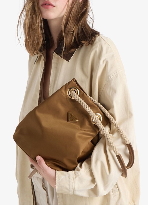 Prada Mariner Re-Nylon Small schoudertas met logo - voorkant 3 camel