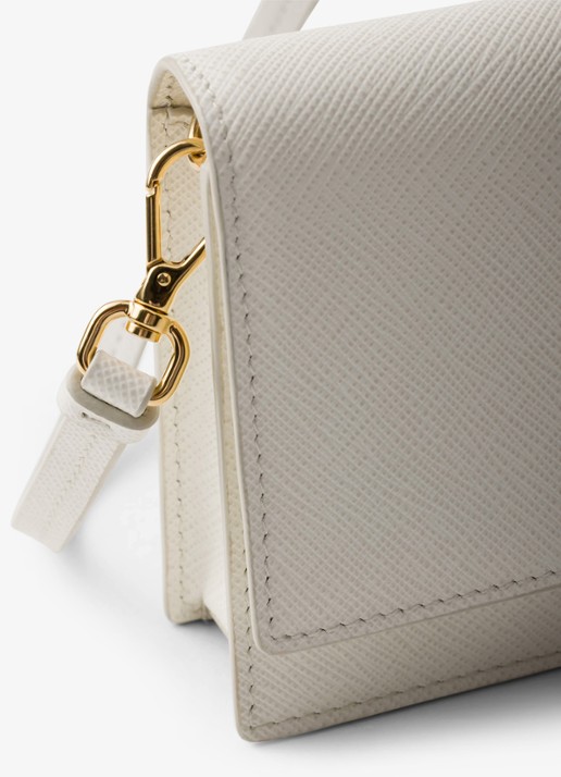 Prada Mini clutch van leer met afneembare schouderriem - detail 5 wit