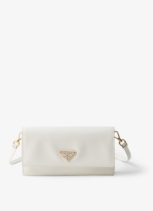 Prada Mini clutch van leer met afneembare schouderriem - voorkant 2 wit