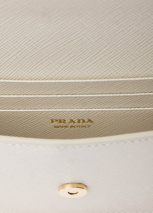 Prada Mini clutch van leer met afneembare schouderriem - detail 3 lichtgrijs
