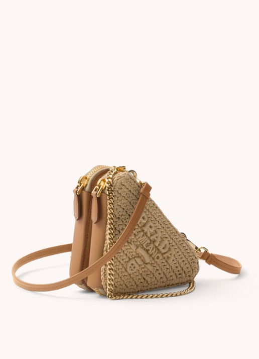 Prada Mini crossbodytas met leren details - voorkant 5 beige