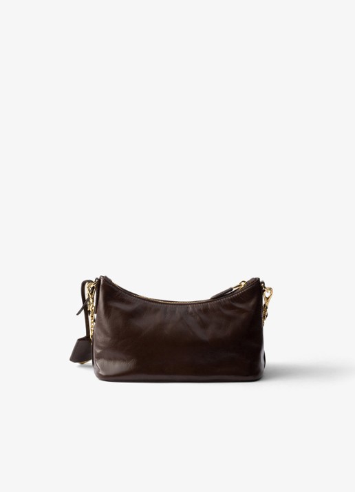 Prada Mini schoudertas van kalfsleer - achterkant donkerbruin