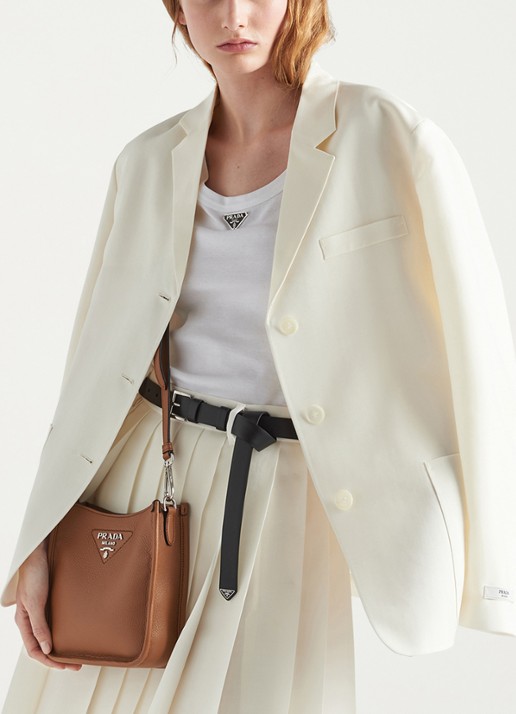 Prada Mini schoudertas van leer - voorkant 3 cognac