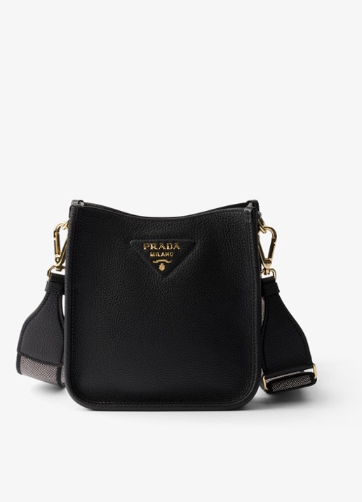 Prada Mini schoudertas van leer - voorkant 2 diepzwart