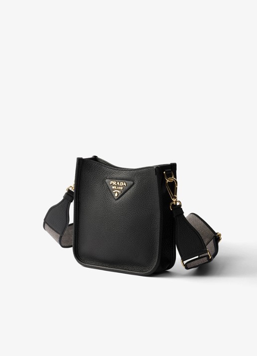 Prada Mini schoudertas van leer - voorkant 3 diepzwart