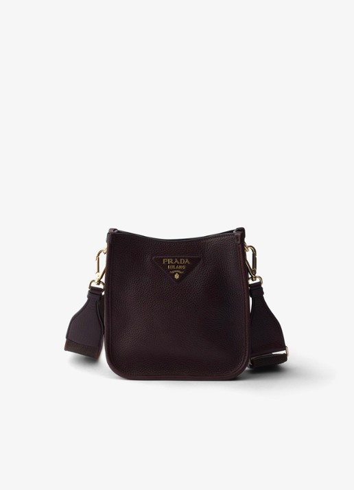 Prada Mini schoudertas van leer - voorkant 4 donkerbruin