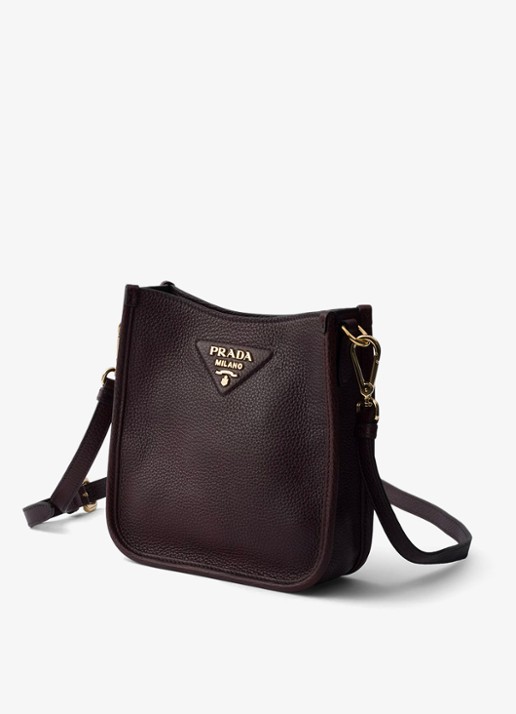 Prada Mini schoudertas van leer - voorkant 5 donkerbruin