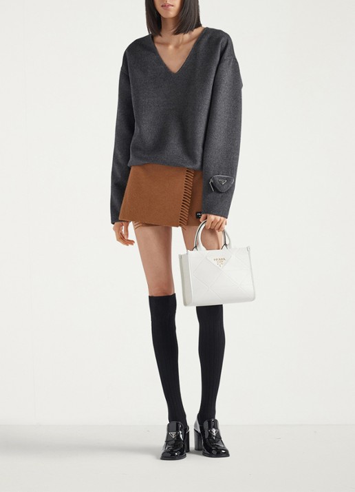 Prada Mini Symbole handtas van leer - voorkant 7 wit