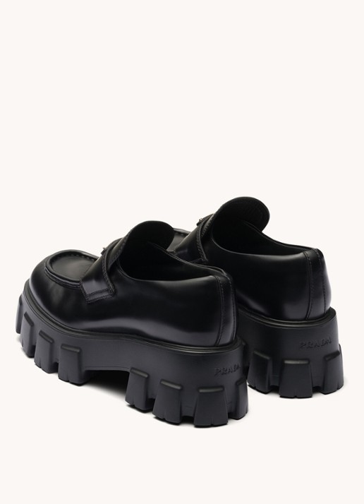Prada Monolith loafer van leer met plateauzool - detail 4 zwart