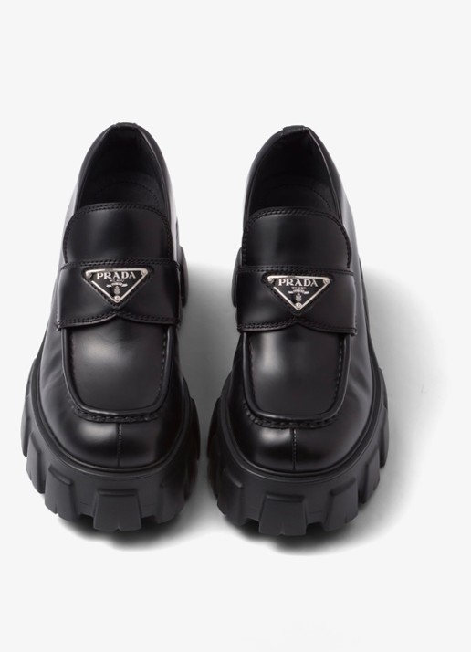 Prada Monolith loafer van leer met plateauzool - detail 3 zwart