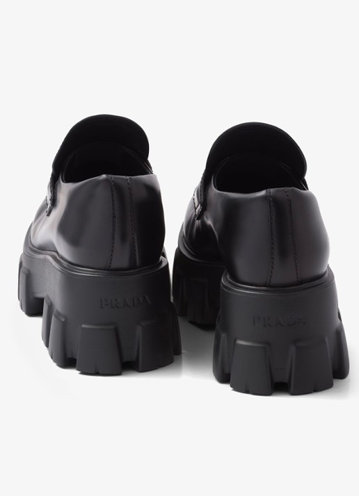 Prada Monolith loafer van leer met plateauzool - detail 5 zwart