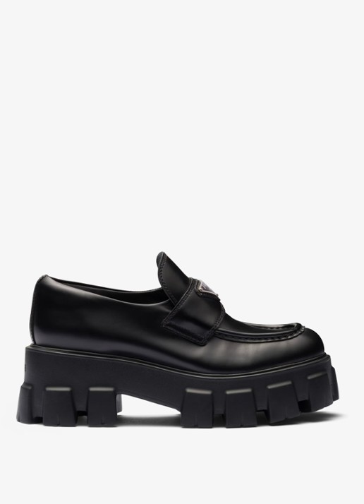 Prada Monolith loafer van leer met plateauzool