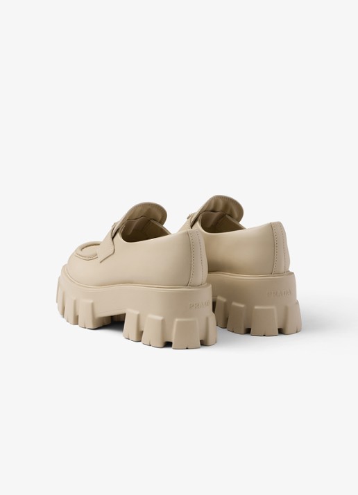 Prada Monolith loafer van leer met plateauzool - achterkant 4 beige