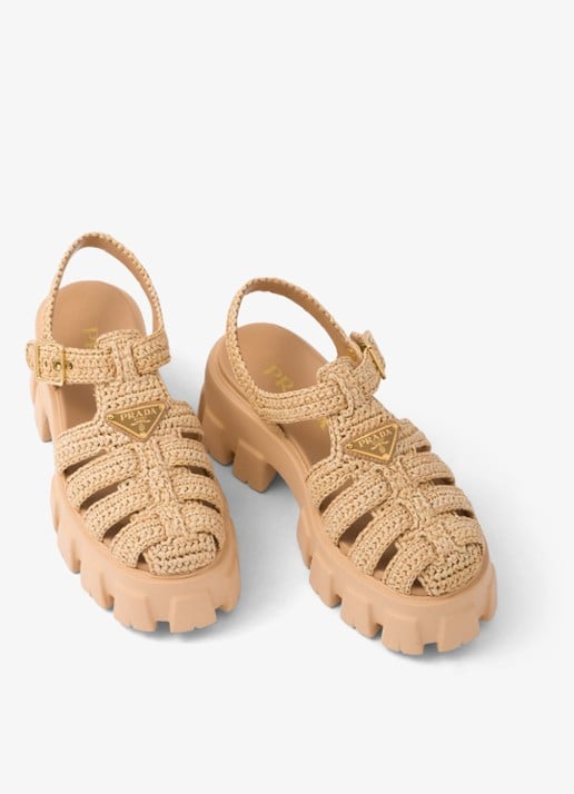 Prada Monolith sandaal met logo - detail 5 beige